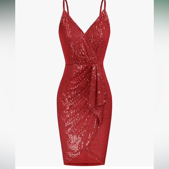 Sparkly Red Cocktail Dress, Size Medium - Picture 1 of 4